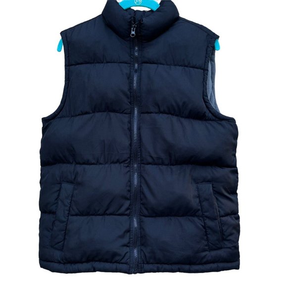 Old Navy Other - Old Navy Boys Puffer Vest Youth Fleece Lined Black Gray Size 14 XL